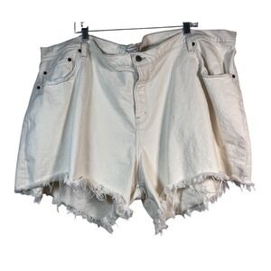 Abercrombie & Fitch Sz 37 24 Shorts Cut Off Cream The Dad Short Hi Rise Raw Hem